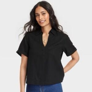 Black Short Sleeve Blouse